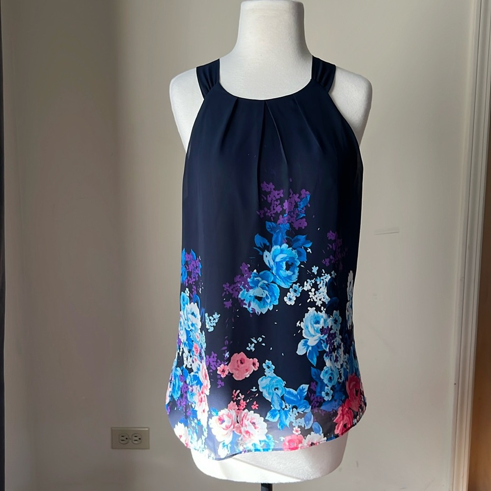 Ann Taylor Factory Floral Button Back Halter Top Size S